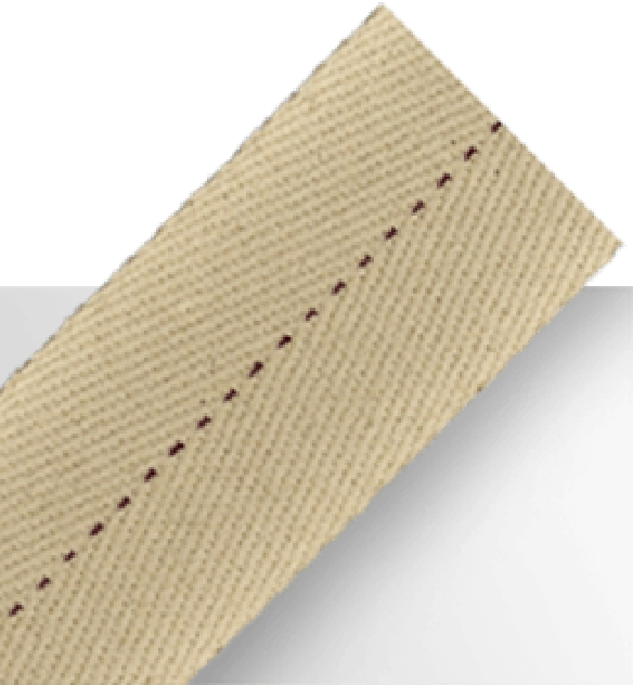 Tan cotton tape with dotted brown center line
